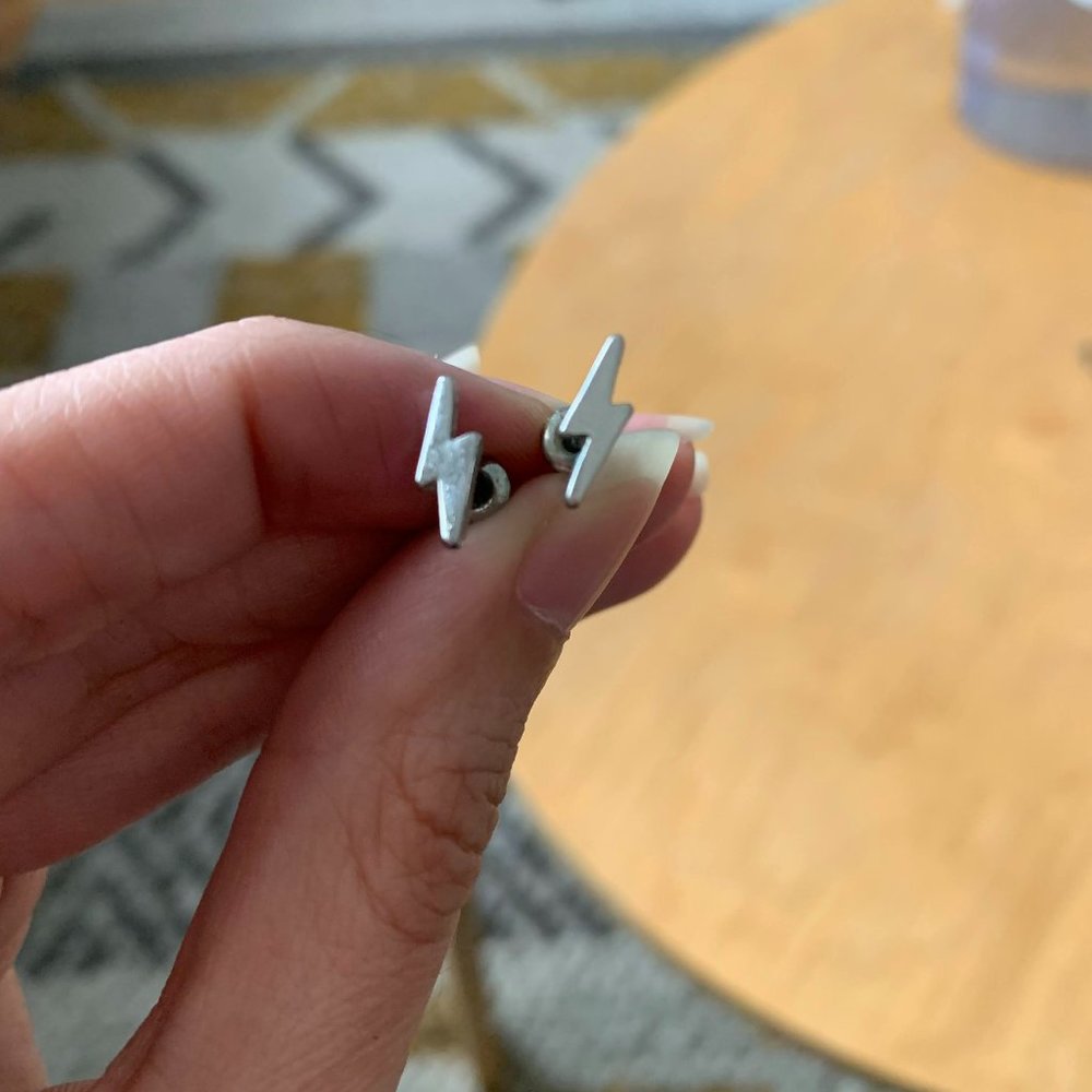 Dainty Lightning Silver Stud Earrings